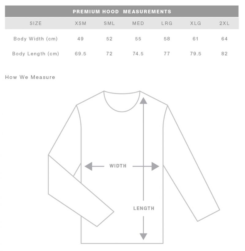 Sizing Chart Shaka Brah Australia